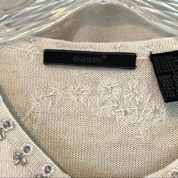 Vintage Look Easel Hand Beaded Cashmere Silk Cotton  Fancy Dressy Sweater Size L - Picture 7 of 10